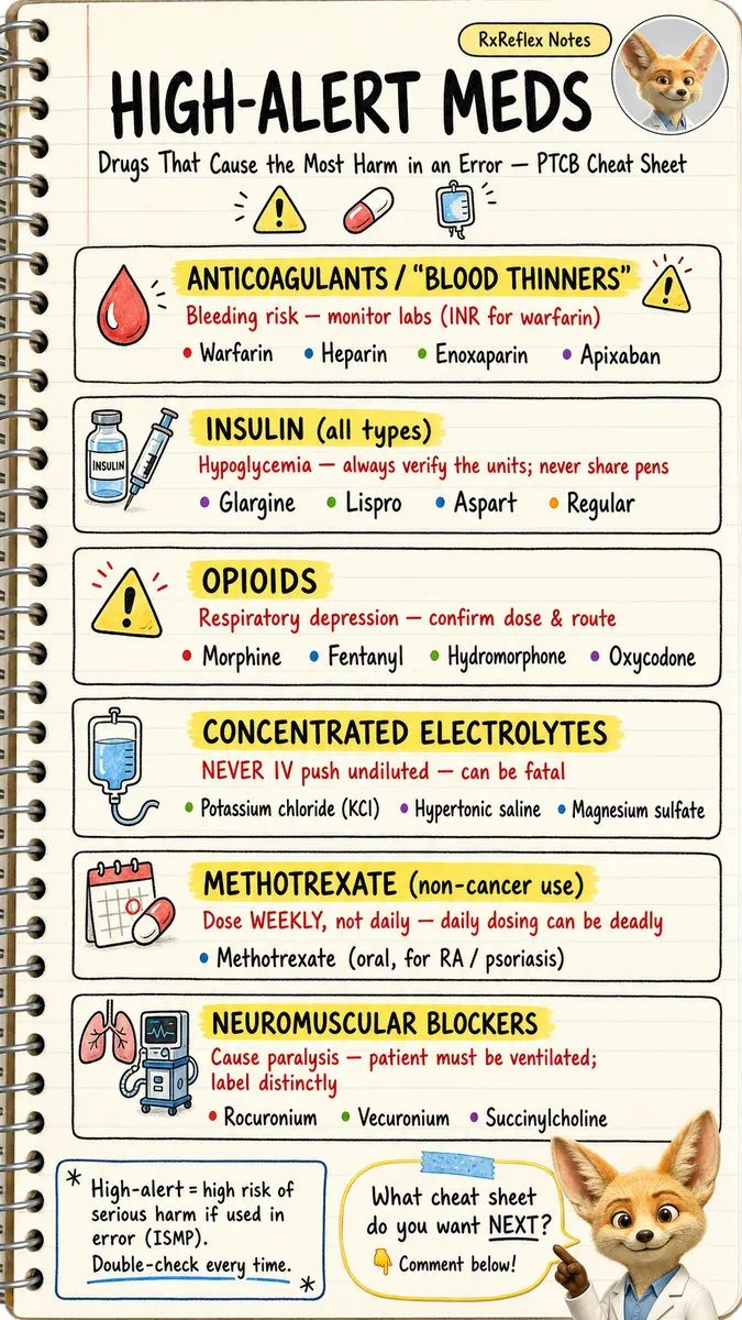 RxReflex cheat sheet — High-Alert Meds